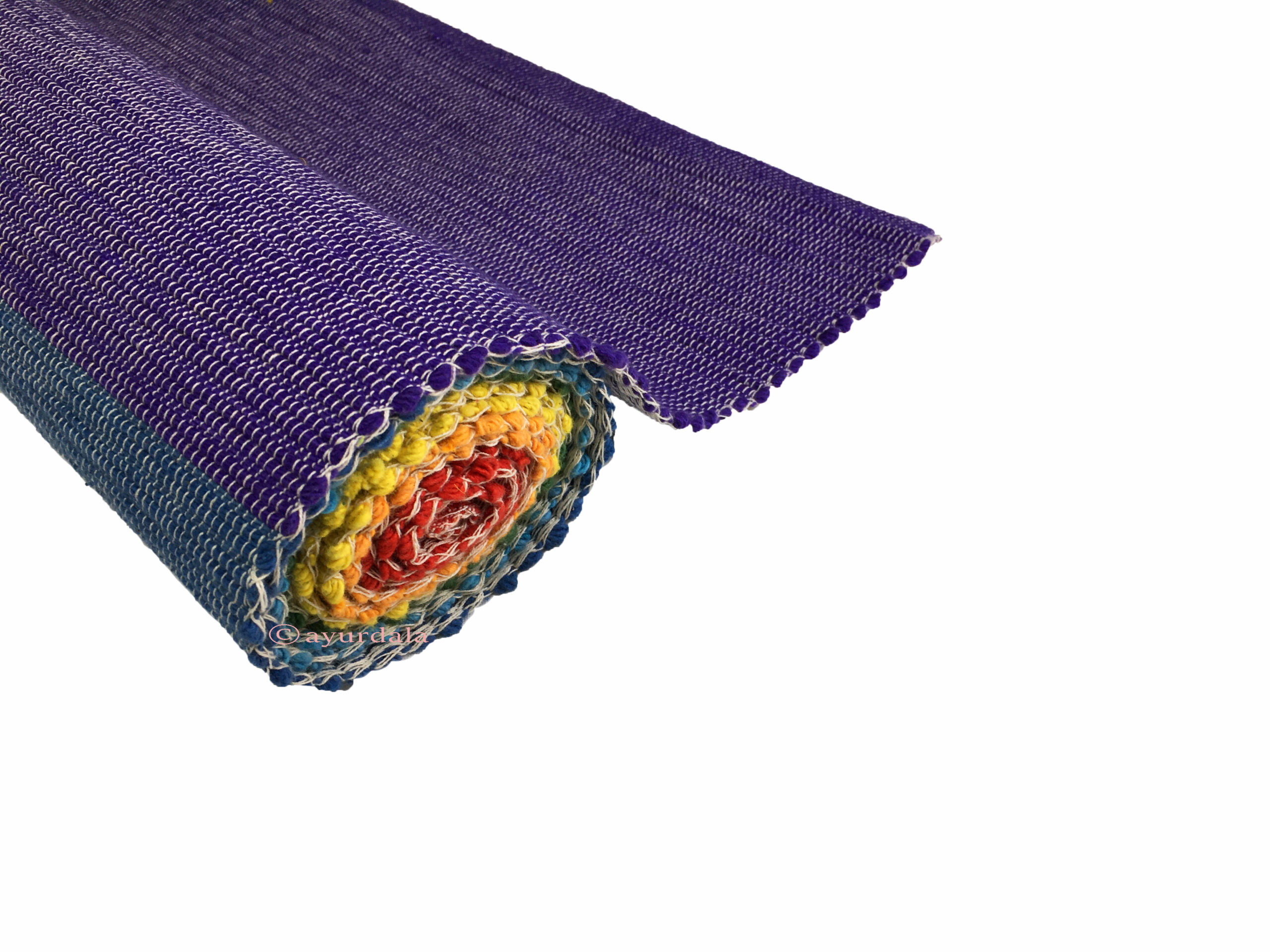 Organic yoga mat infused with Natural herbs VIBGYOR for meditation Pilates fitness Hand woven traction rib design anti slip back